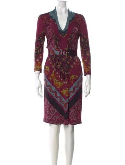 Pre-owned Etro Wool Knee-length Dress In Purple