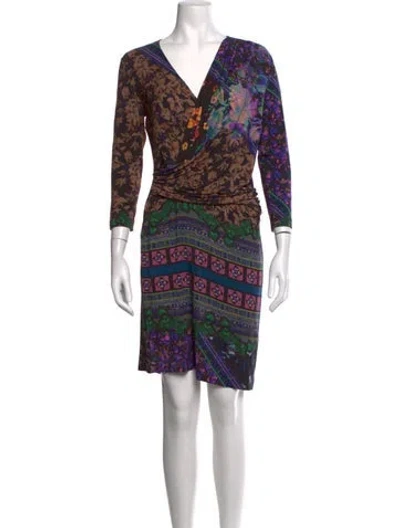 Pre-owned Etro Wool Knee-length Dress In Purple