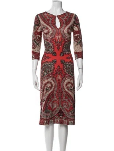 Pre-owned Etro Wool Knee-length Dress In Red