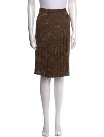 Pre-owned Etro Wool Knee-length Skirt In Brown