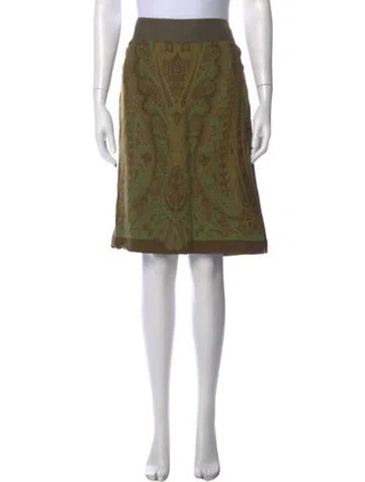 Pre-owned Etro Wool Knee-length Skirt In Green