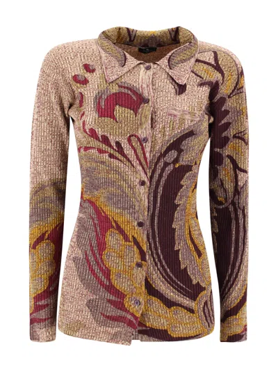 Etro Wool Knit Shirt In Multi
