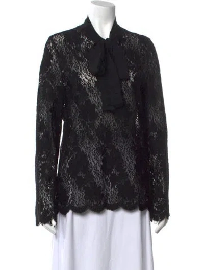 Pre-owned Etro Wool Lace Pattern Blouse In Black