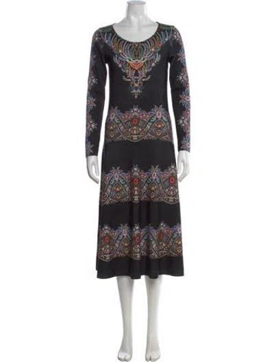 Pre-owned Etro Wool Long Dress In Black