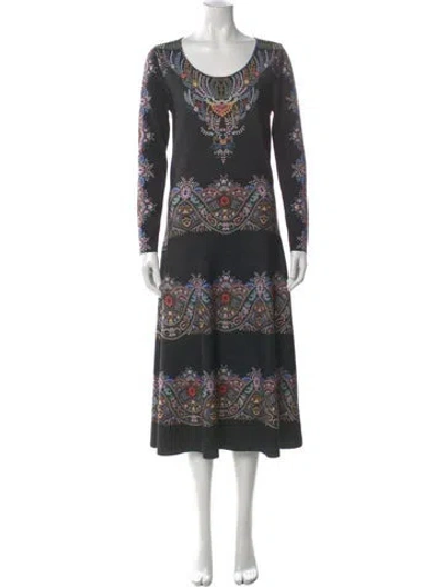 Pre-owned Etro Wool Long Dress In Black