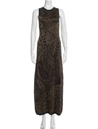 Pre-owned Etro Wool Long Dress In Black/metallic