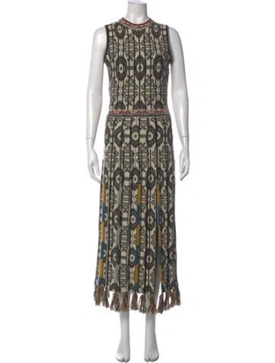 Pre-owned Etro Wool Long Dress In Black/neutrals