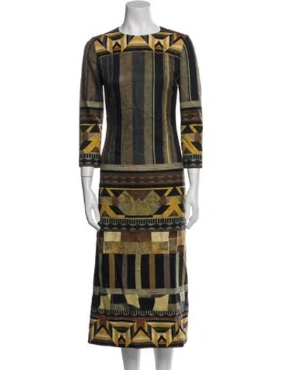 Pre-owned Etro Wool Long Dress In Green