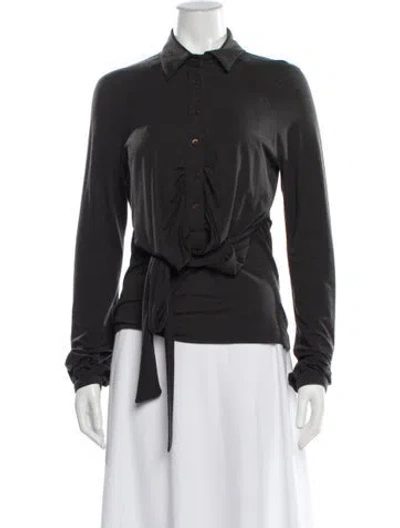 Pre-owned Etro Wool Long Sleeve Blouse In Gray