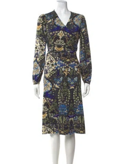 Pre-owned Etro Wool Midi Length Dress In Black