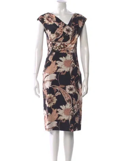 Pre-owned Etro Wool Midi Length Dress In Black
