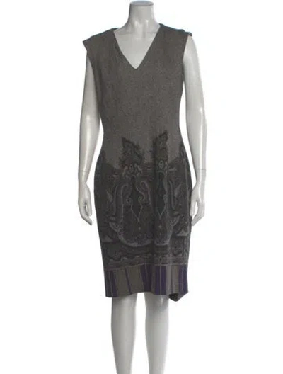 Pre-owned Etro Wool Midi Length Dress In Black