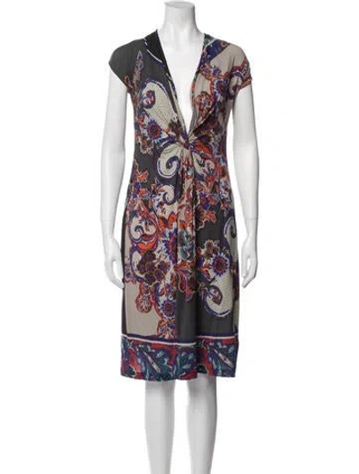 Pre-owned Etro Wool Midi Length Dress In Blue
