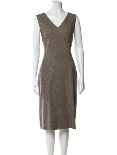Pre-owned Etro Wool Midi Length Dress In Brown
