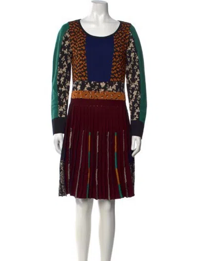 Pre-owned Etro Wool Midi Length Dress In Burgundy