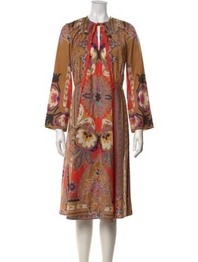 Pre-owned Etro Wool Midi Length Dress In Neutrals