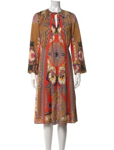 Pre-owned Etro Wool Midi Length Dress In Neutrals