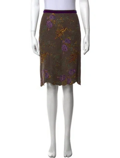 Pre-owned Etro Wool Midi Length Skirt In Brown