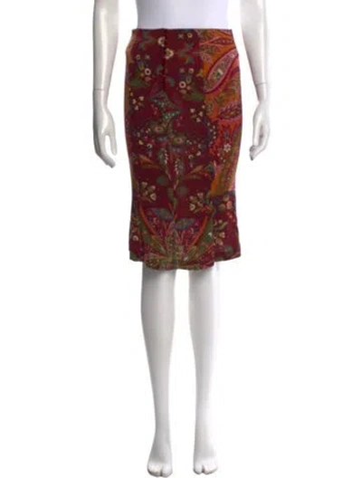 Pre-owned Etro Wool Midi Length Skirt In Burgundy