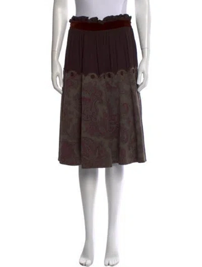 Pre-owned Etro Wool Midi Length Skirt In Gray