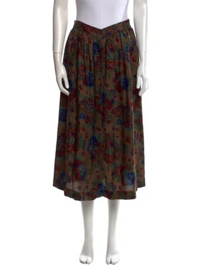 Pre-owned Etro Wool Midi Length Skirt In Green