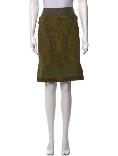 Pre-owned Etro Wool Midi Length Skirt In Green