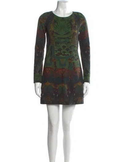 Pre-owned Etro Wool Mini Dress In Blue