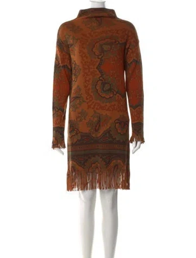 Pre-owned Etro Wool Mini Dress In Brown