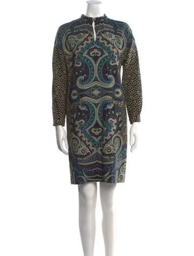 Pre-owned Etro Wool Mini Dress In Green