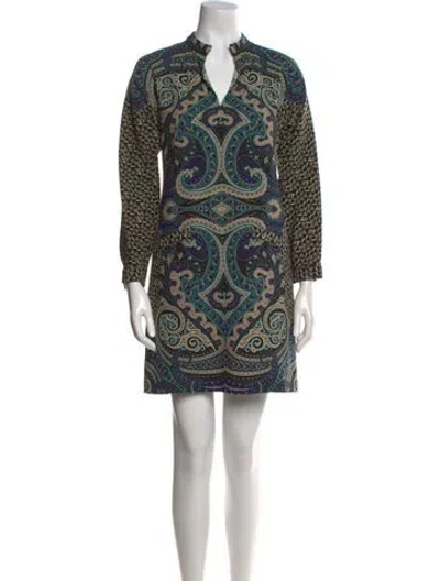 Pre-owned Etro Wool Mini Dress In Green