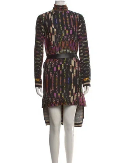 Pre-owned Etro Wool Mini Dress In Multicolor