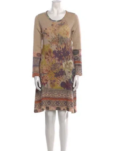 Pre-owned Etro Wool Mini Dress In Neutral