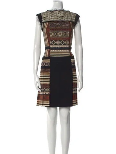 Pre-owned Etro Wool Mini Dress In Neutral