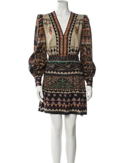 Pre-owned Etro Wool Mini Dress In Neutral