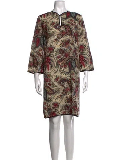 Pre-owned Etro Wool Mini Dress In Neutrals