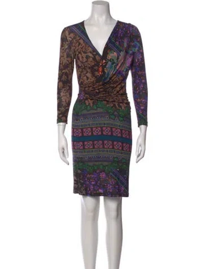 Pre-owned Etro Wool Mini Dress In Purple