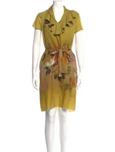 Pre-owned Etro Wool Mini Dress In Yellow