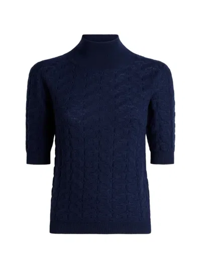 Etro Wool Mock-neck Sweater With Paisley Detailing In Blue