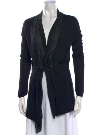 Pre-owned Etro Wool Open Front Sweater In Black