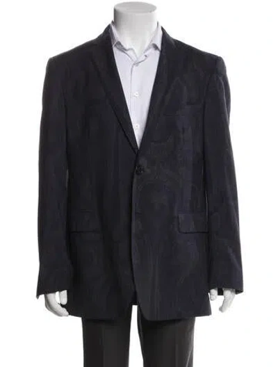 Pre-owned Etro Wool Overcoat In Blue