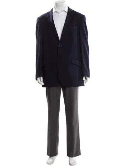Pre-owned Etro Wool Overcoat In Blue