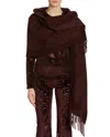 Etro Wool Paisley Fringe Trim Hooded Scarf In Burgundy
