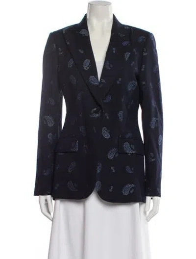 Pre-owned Etro Wool Paisley Print Blazer In Blue