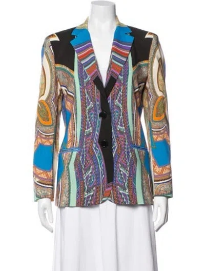 Pre-owned Etro Wool Paisley Print Blazer In Blue