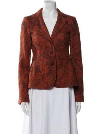Pre-owned Etro Wool Paisley Print Blazer In Orange
