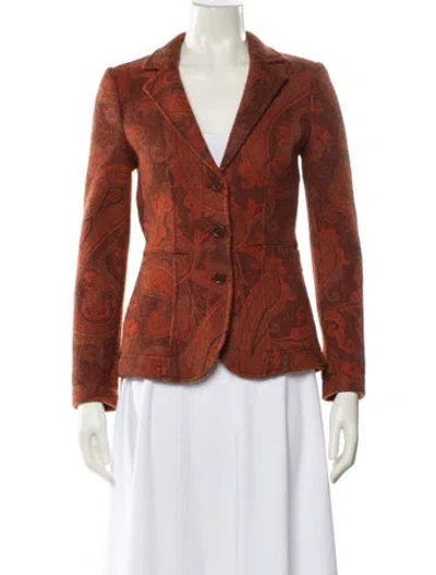 Pre-owned Etro Wool Paisley Print Blazer W/ Tags In Orange