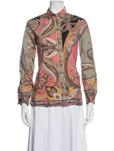 Pre-owned Etro Wool Paisley Print Blouse In Multicolor