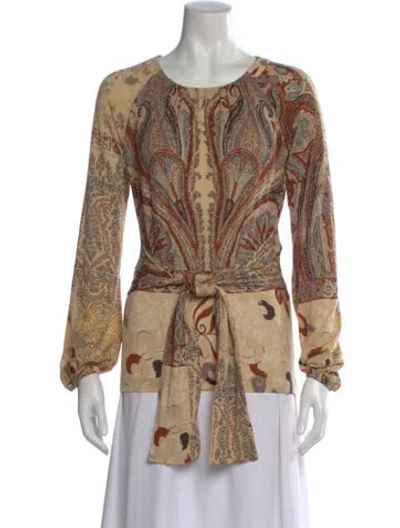 Pre-owned Etro Wool Paisley Print Blouse In Neutral