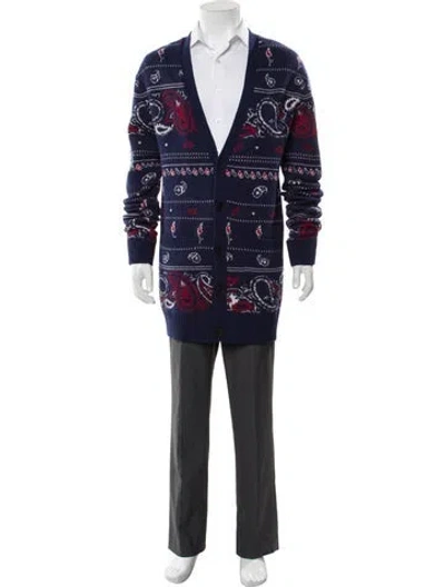 Pre-owned Etro Wool Paisley Print Cardigan W/ Tags In Blue