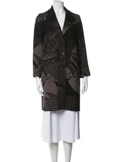 Pre-owned Etro Wool Paisley Print Coat In Black